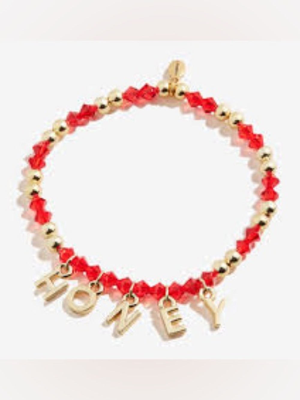 Alex and Ani Red Beaded 'HONEY' Charm Bracelet